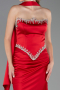 Robe Queue de Poisson Longue Satin Rouge ABU5644