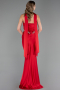 Robe Queue de Poisson Longue Satin Rouge ABU5644