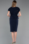 Robe De Invitation Grande Taille Midi Bleu Marine ABK2669