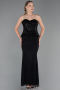 Robe de Soirée Longue Dantelle Noir ABU6360