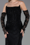 Robe de Soirée Longue Dantelle Noir ABU6375