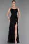Robe de Soirée Longue Dantelle Noir ABU6376