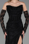 Robe de Soirée Longue Dantelle Noir ABU6376