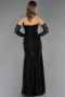 Robe de Soirée Longue Dantelle Noir ABU6376