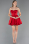 Robe de Cérémonie Courte Satin Rouge ABK2672