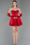 Robe de Cérémonie Courte Satin Rouge ABK2672
