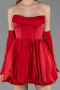 Robe de Cérémonie Courte Satin Rouge ABK2672