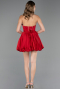 Robe de Cérémonie Courte Satin Rouge ABK2672