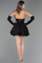 Robe de Cérémonie Courte Satin Noir ABK2672