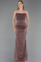 Robe De Soirée Satin Longue Brun Clair ABU6061