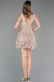 Robe de Cérémonie Courte Beige ABK2670