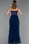 Robe de Soirée Longue Bleu Marine ABU2822