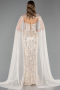 Robe de Soirée Longue Perlé Beige ABU6377