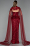 Robe de Soirée Longue Perlé Rouge Bordeaux ABU6377