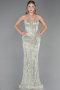Robe de Soirée Longue Perlé Menthe ABU6377
