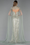 Robe de Soirée Longue Perlé Menthe ABU6377