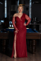 Robe De Soirée Grande Taille Longue Dantelle Rouge Bordeaux ABU6339