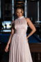 Robe de Soirée Longue Mousseline Beige ABU6352