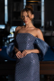 Robe de Soirée Longue Perlé Indigo ABU5169