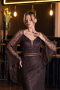 Robe de Soirée Longue Perlé Brun ABU6349