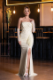 Robe de Soirée Longue Dantelle Jaune ABU6355
