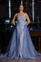 Robe de Soirée Longue Perlé Bleu clair ABU5730