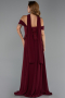 Robe de Soirée Longue Mousseline Rouge Bordeaux ABU6390