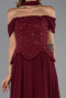 Robe de Soirée Longue Mousseline Rouge Bordeaux ABU6390