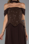 Robe de Soirée Longue Mousseline Brun ABU6390