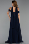 Robe de Soirée Longue Mousseline Bleu Marine ABU6390
