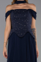 Robe de Soirée Longue Mousseline Bleu Marine ABU6390