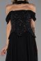 Robe de Soirée Longue Mousseline Noir ABU6390