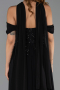 Robe de Soirée Longue Mousseline Noir ABU6390