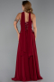 Robe de Soirée Longue Mousseline Rouge Bordeaux ABU6391
