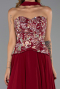 Robe de Soirée Longue Mousseline Rouge Bordeaux ABU6391
