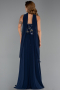 Robe de Soirée Longue Mousseline Bleu Marine ABU6391