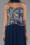 Robe de Soirée Longue Mousseline Bleu Marine ABU6391