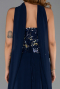 Robe de Soirée Longue Mousseline Bleu Marine ABU6391