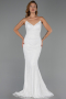 Robe de Soirée Longue Dantelle Blanc ABU6392