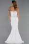 Robe de Soirée Longue Dantelle Blanc ABU6392