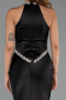 Robe de Soirée Longue Satin Noir ABU6396