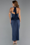 Robe de Cérémonie Midi Satin Bleu Marine ABK2506