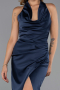 Robe de Cérémonie Midi Satin Bleu Marine ABK2506