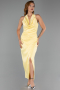 Robe de Cérémonie Midi Satin Jaune ABK2506