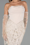 Robe de Soirée Longue Perlé Beige ABU5922