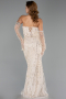 Robe de Soirée Longue Perlé Beige ABU5922