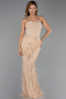 Robe de Soirée Longue Perlé Or ABU5922