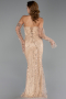 Robe de Soirée Longue Perlé Or ABU5922
