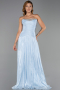 Robe de Soirée Longue Mousseline Bleu clair ABU6277