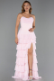 Robe de Soirée Longue Mousseline Poudre ABU6397